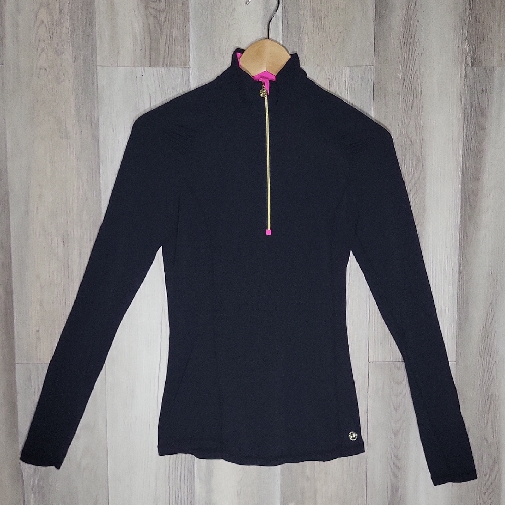 Lilly Pulizter Womens XS Justine Luxletic Half Zip Pullover‎ UPF 50 Onyx Fitted
